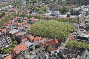 De Beestenmarkt in Delft, gezien van boven.